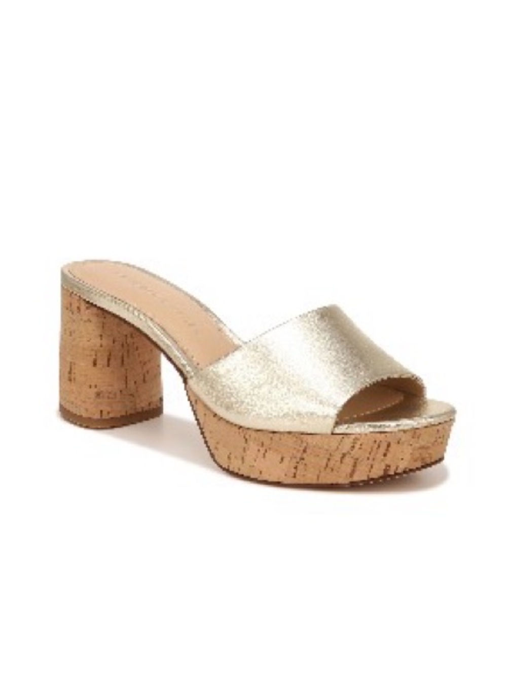 Veronica Beard Metallic Gold Slide Mules with Cork Heel